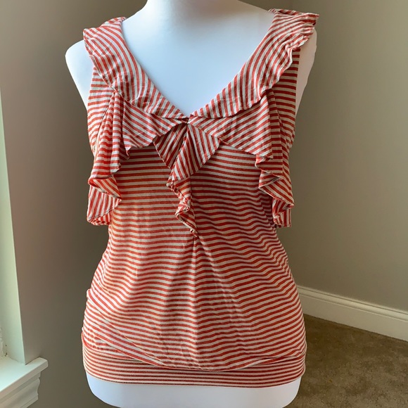 Anthropologie Tops Ric Rac Anthro Striped Ruffle Tank Large Poshmark